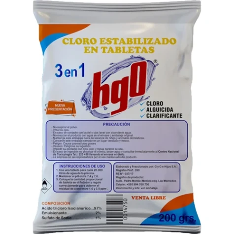 CLORO EN TABLETA P/ PISCINAS MULTIACCION HGO 200 G